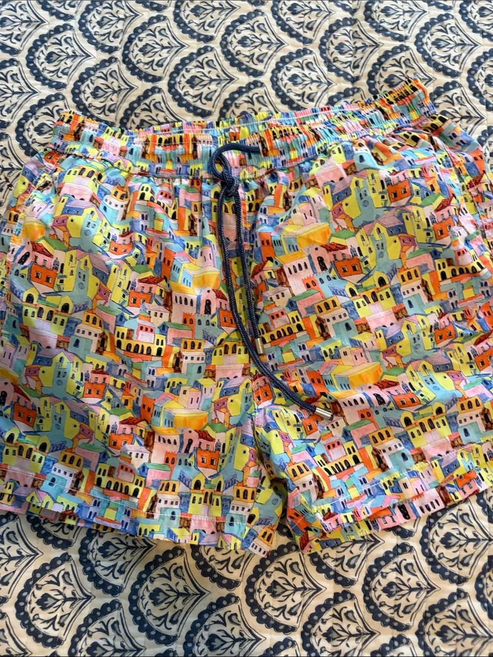 Boys Baia Positano Printed Swim Trunks - Multicolor. Medium